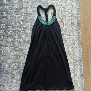 Byer California Black Halter Dress with Green Accents